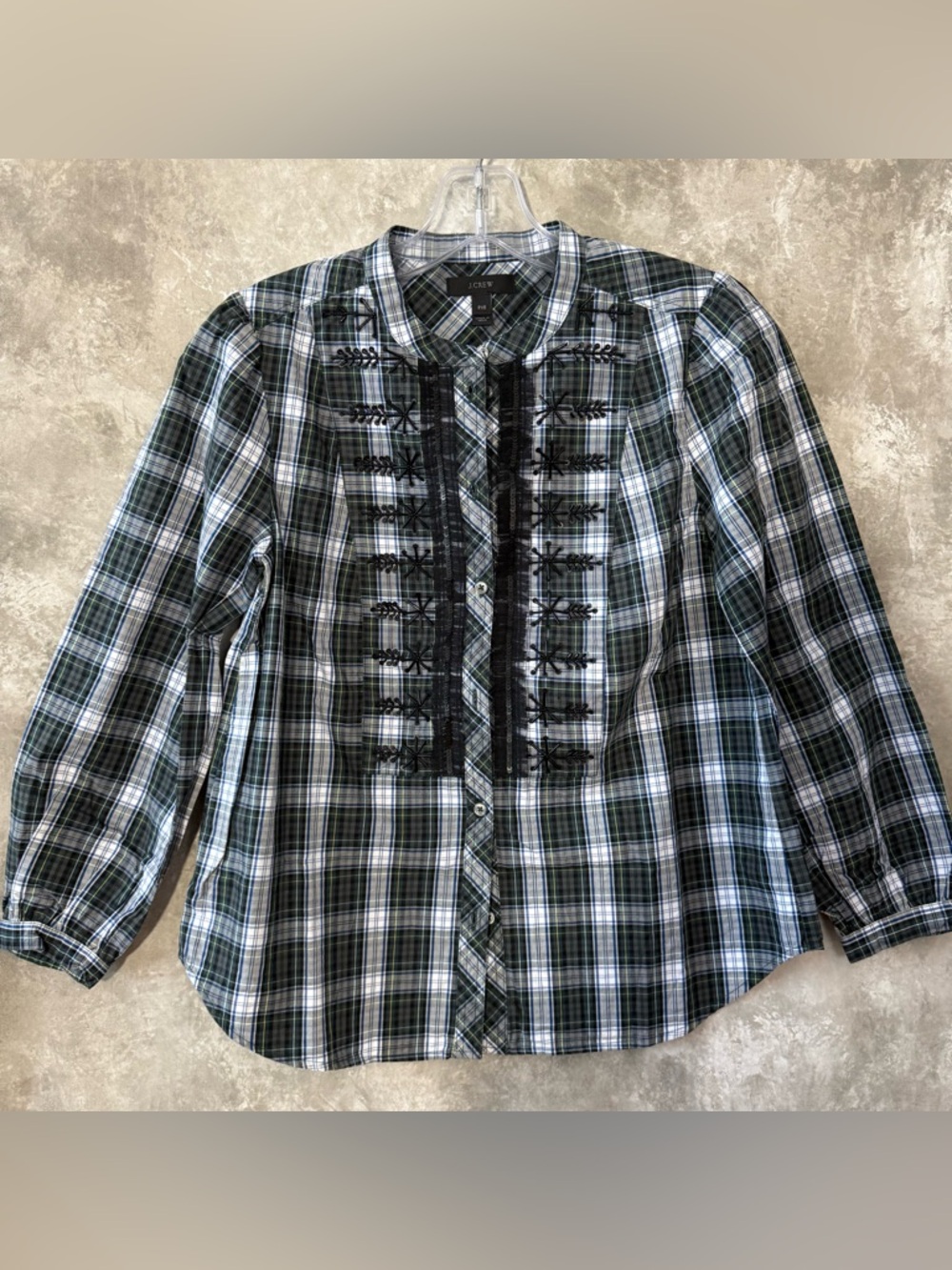 J. Crew Black and Green Plaid Embroidered Button-Down Shirt ( love 21)